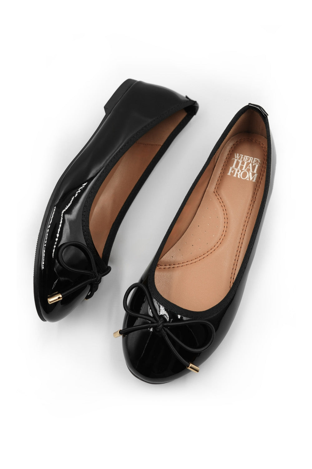 TALLULAH WIDE FIT SLIP ON FLAT PUMPS IN BLACK PATENT