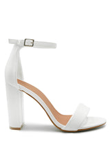 Arvea White Open Toe Block Heel Sandals