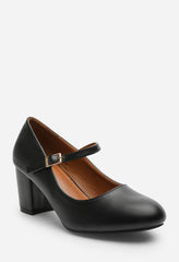 Terixa Round Toe Mary Jane Block Heeled Court Shoes
