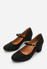 Terixa Round Toe Mary Jane Block Heeled Court Shoes