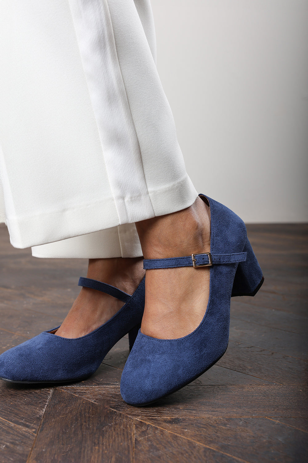 Terixa Round Toe Mary Jane Block Heeled Court Shoes