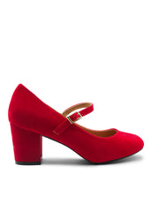 Terixa Wide Fit Round Toe Mary Jane Block Heeled Court Shoes