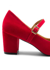 Terixa Wide Fit Round Toe Mary Jane Block Heeled Court Shoes