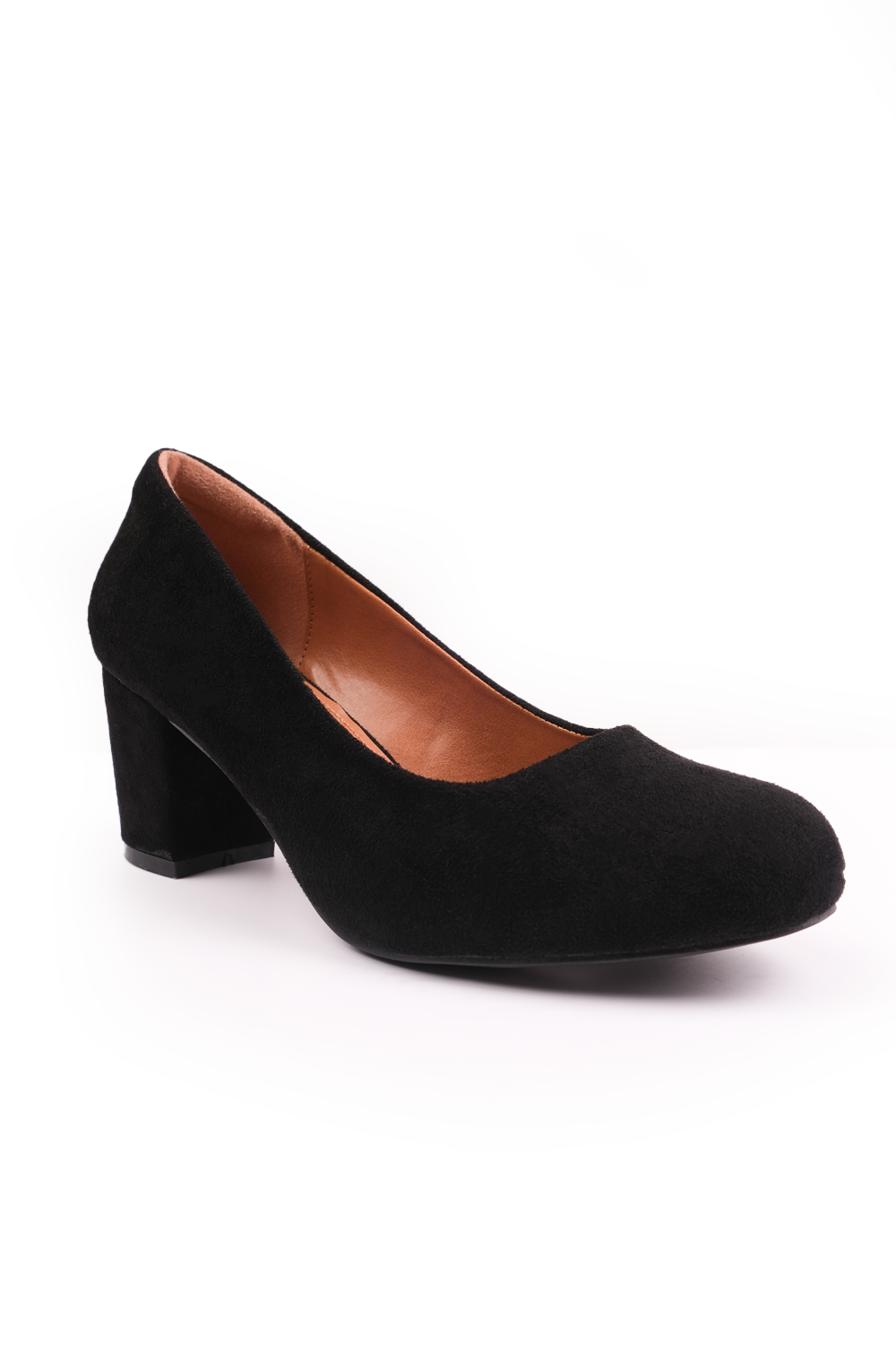 MELROSE EXTRA WIDE FIT MID BLOCK HEEL COURT SHOES IN BLACK SUEDE