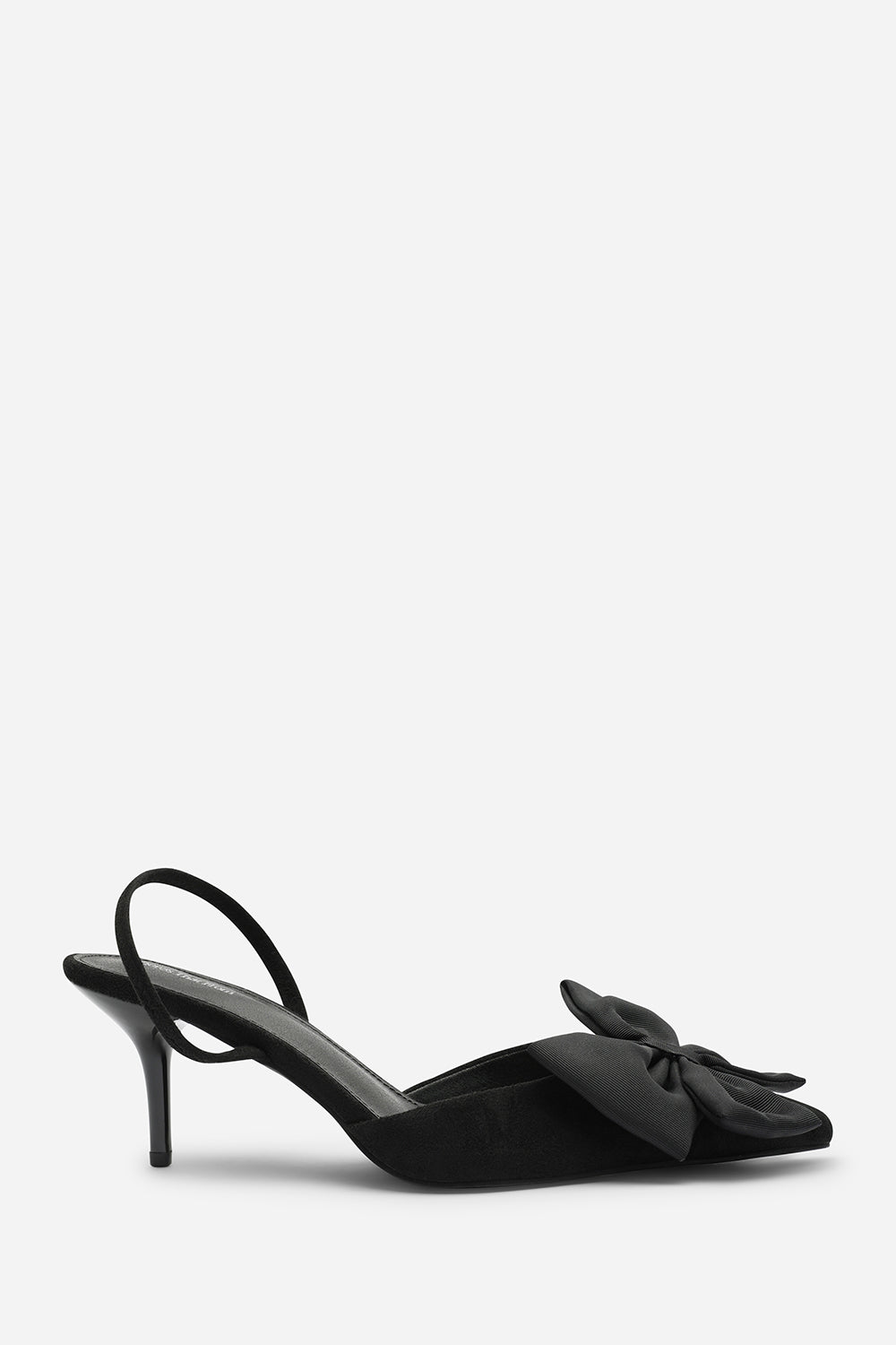 Plavira Black Suede Bow Detail Low Slingback Court Shoes