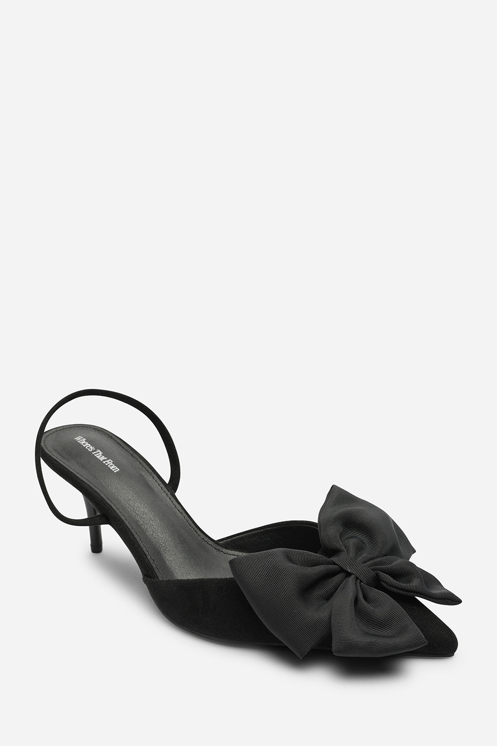 Plavira Black Suede Bow Detail Low Slingback Court Shoes