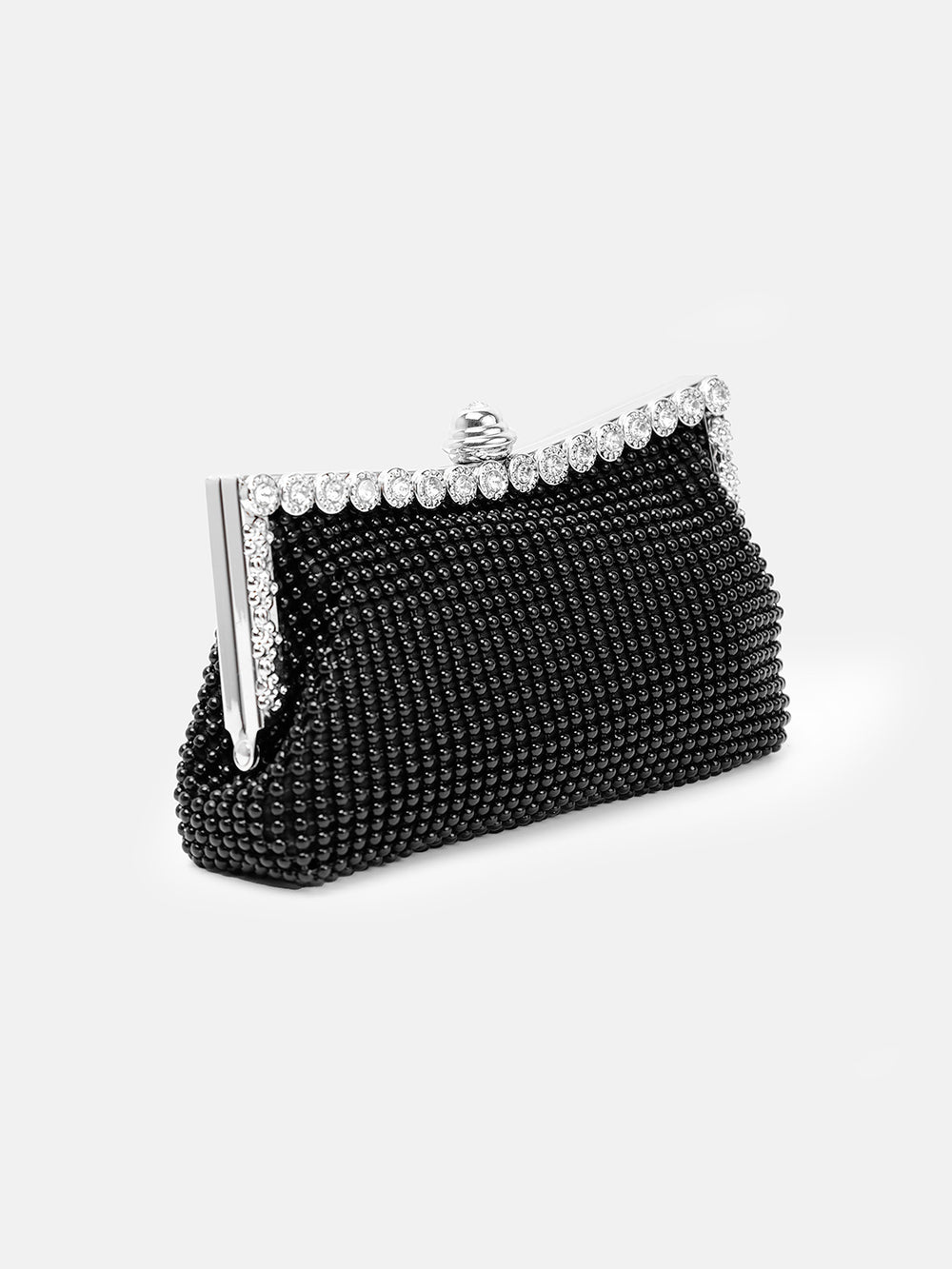 CAROLINE CRYSTAL EMBELLISHED EVENING CLUTCH BAG IN BLACK