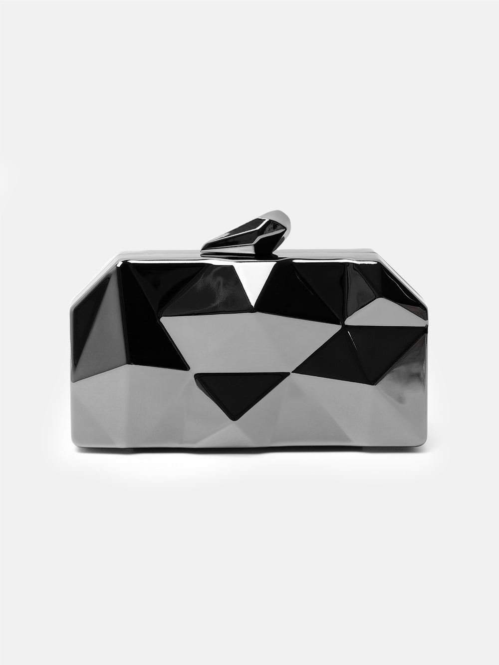 MELANIE GEOMETRIC PATTERN CLUTCH BAG IN BLACK