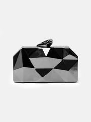 MELANIE GEOMETRIC PATTERN CLUTCH BAG IN BLACK