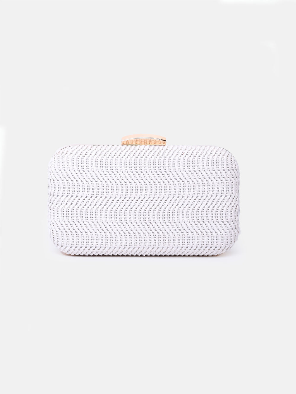 ALEXANDRA TEXTURED BOXY CLUTCH BAG IN WHITE