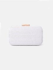 ALEXANDRA TEXTURED BOXY CLUTCH BAG IN WHITE