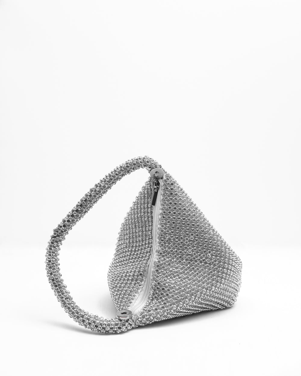 NICKI DIAMANTE MINI CHAINMAIL POUCH BAG IN SILVER