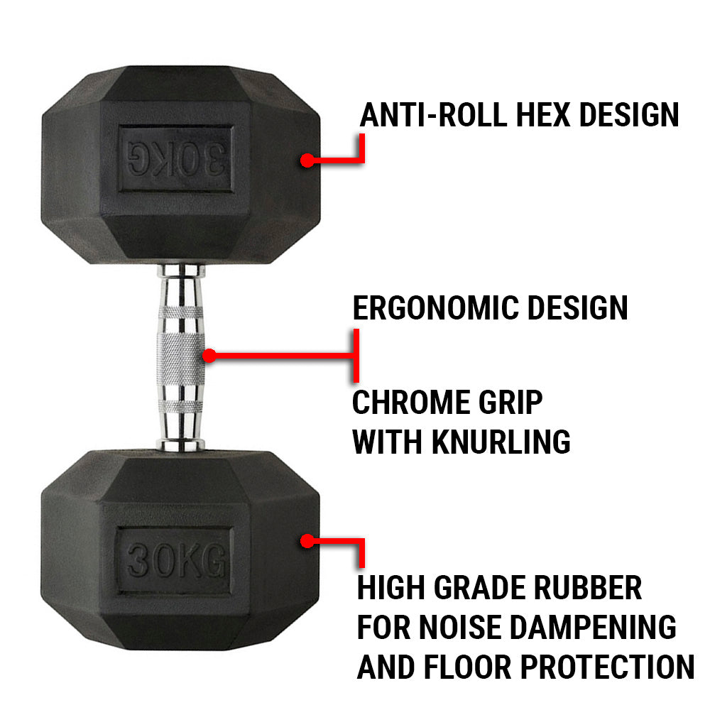 12.5KG PAIR HEAVY WEIGHT HEXAGONAL HEX DUMBELL SET WITH METAL HANDLES