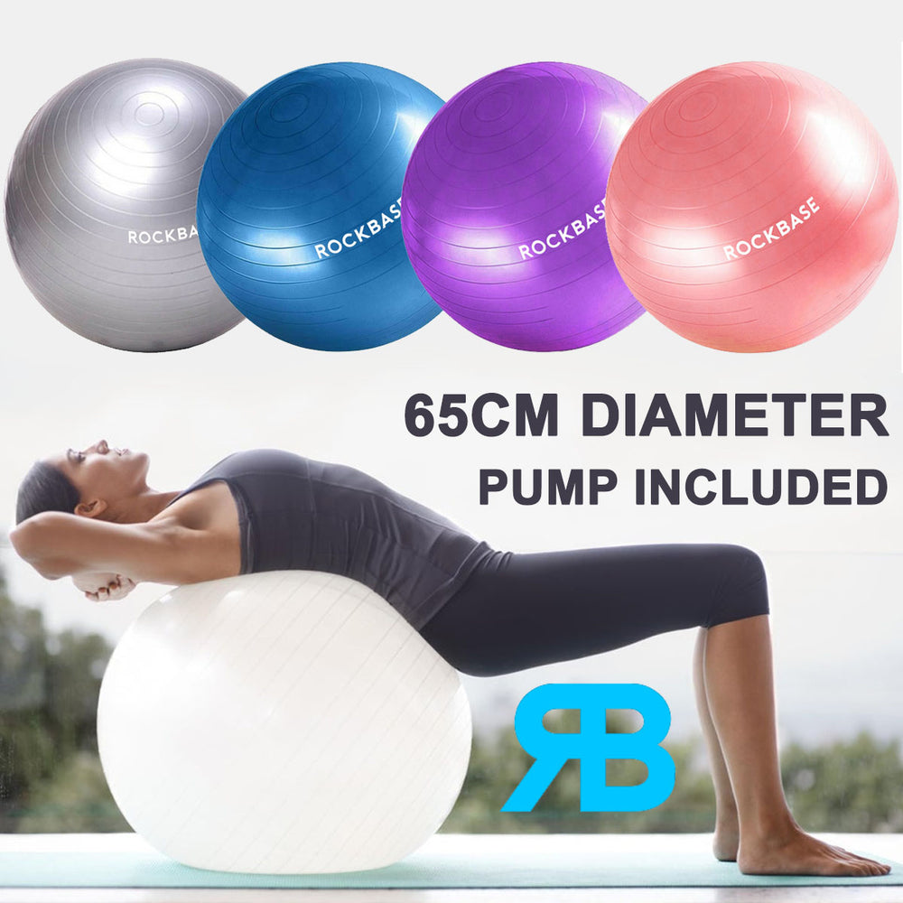 PURPLE 65CM ANTI BURST YOGA SWISS BALL WITH PUMP