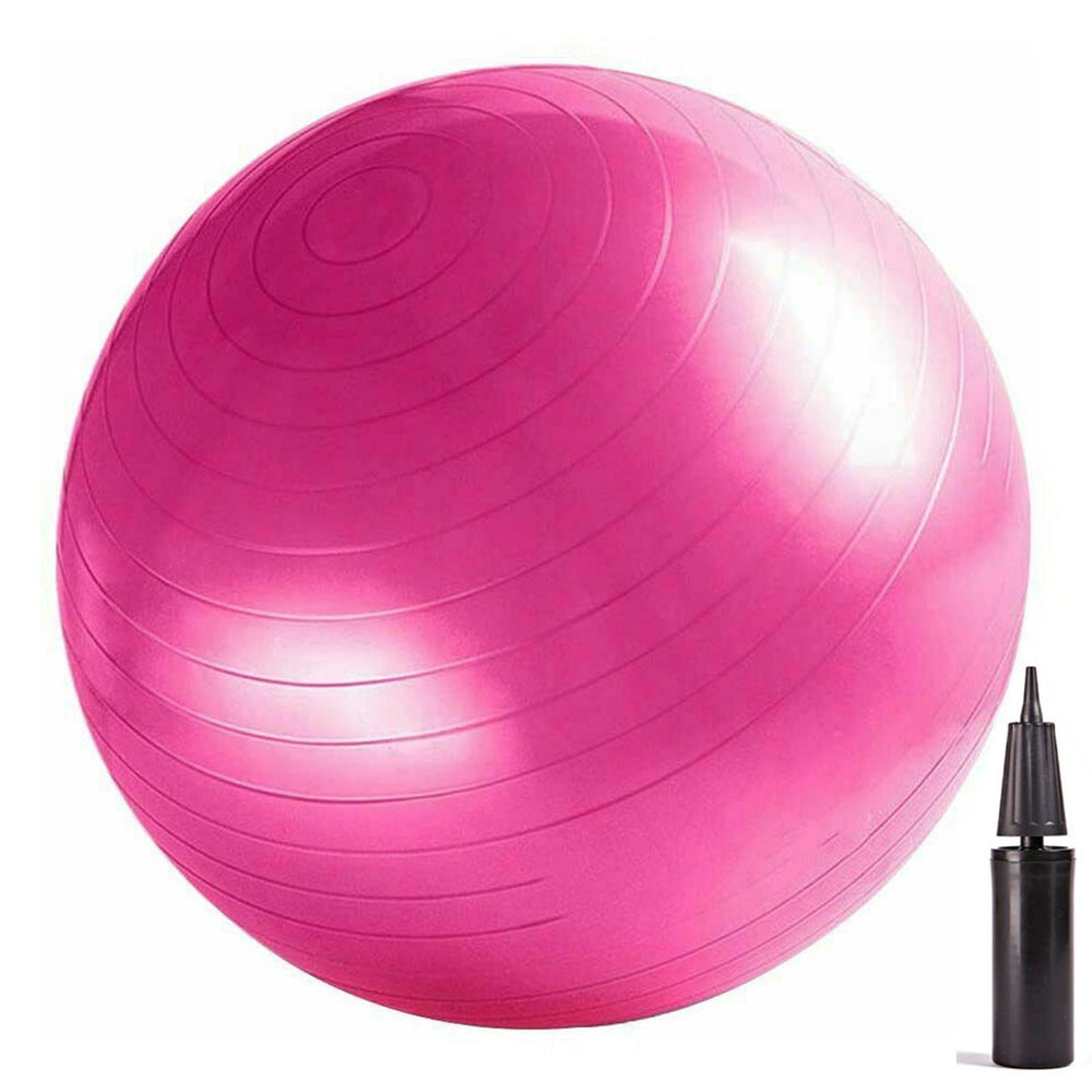 PINK 65CM ANTI BURST YOGA SWISS BALL WITH PUMP