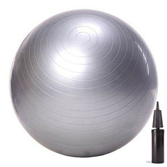 SILVER 65CM ANTI BURST YOGA SWISS BALL WITH PUMP