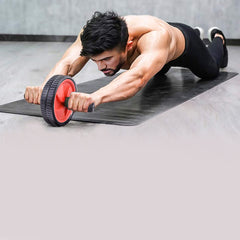RED DUAL WHEEL ABDOMINAL EXERCISE AB ROLLER