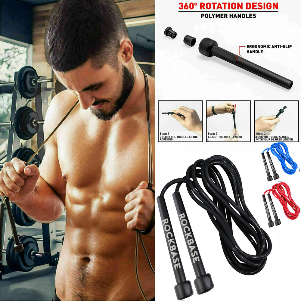 RED SKIPPING ROPE WITH ERGONOMIC HANDLES