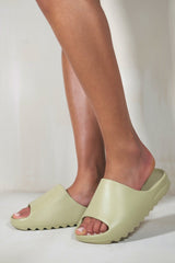 SLIDERS WITH RUBBER SOLE IN KHAKI RESIN