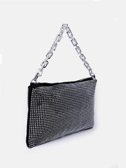 AMARA DIAMANTE CRYSTAL CHAIN SHOULDER BAG IN SILVER