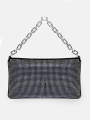 AMARA DIAMANTE CRYSTAL CHAIN SHOULDER BAG IN SILVER