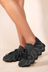 JEMEIMA KNITTED SLATE SNEAKERS TRAINERS WITH RUBBER SOLE IN BLACK