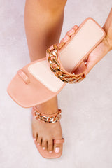 ELLE CHAIN STRAP TOE LOOP SANDALS IN BLUSH PINK FAUX LEATHER