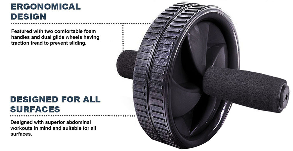 RED DUAL WHEEL ABDOMINAL EXERCISE AB ROLLER